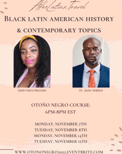 Dash Machado and Javier Wallace promoting their Black Latin American History classes.